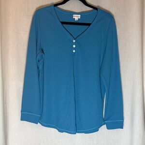 LuLaRoe Ruby Teal Long Sleeve Top with Buttons
